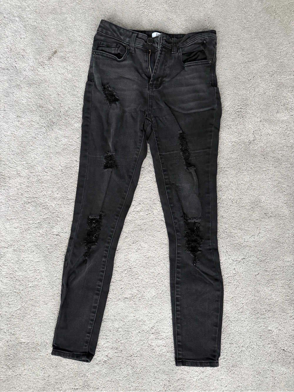 Forever 21 Black Distressed Skinny Jeans